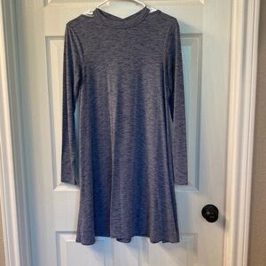 SO Women's Heathered Blue Long Sleeve Swing Dress
